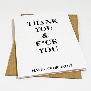 Carte de retraite Merci & Fuck You - Carte de retraite amusante - Carte de voeux de retraite adorable et sarcastique