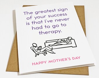 Signs of Success Mother's Day Card From Daughter To Mother,  Hilarious Greeting Card For Mom, Therapy Mom Card