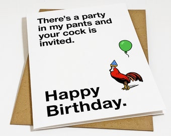 Party Pants Birthday Card - Naughty Birthday Card For Boyfriend - Edgy Birthday Card For Him - Husband Birthday Card