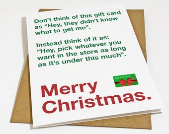 Funny X-Mas Card Pick Your Own Gift With This Gift Card - Funny Holiday Card For Family, Daughter, Nephew, Step Son