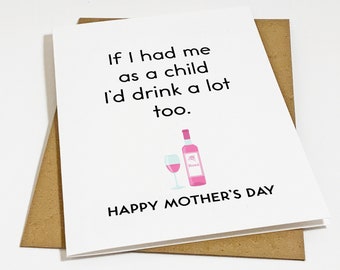 Snarky Wine Mother's Day Card - Sarcastic Mothers Day Card, Mean American Humour Gift Card For Mom, Strong & Dominant Mother's Greeting