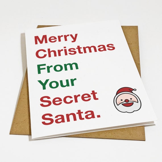Cute Secret Santa Christmas Card Card From for Gift Exchange - Etsy Cute Secret Santa Christmas Card Card From for Gift Exchange - Etsy