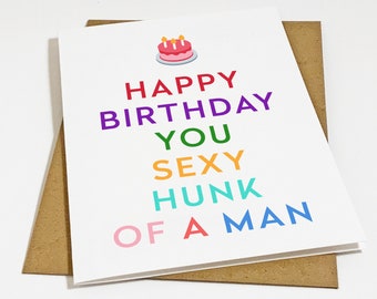 Sexy Birthday Card For Husband - Adorable Birthday Card For Him - Fun & Colorful Greeting Card For Husband, Boyfriend or Significan Other