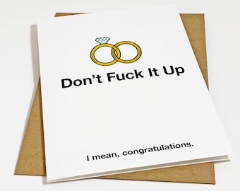 Don't F It Up - Funny Congrats Card For Brother, Witty Wedding Card For Best Friend, Sister, Cousin,