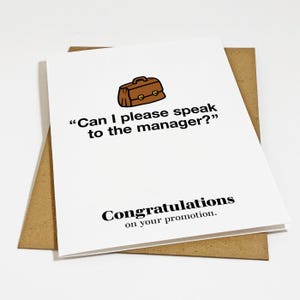 Carte de félicitations drôle pour une promotion ou un nouvel emploi, carte de félicitations sarcastique drôle pour collègues, employés, patron et compagnons de bureau