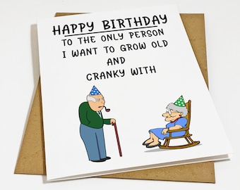 Funny Married Couples Birthday Card - Old & Cranky Birthday Card For Husband, Wife - 60th Birthday Card
