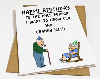 Funny Married Couples Birthday Card - Old & Cranky Birthday Card For Husband, Wife - 60th Birthday Card