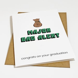 Carte de remise des diplômes universitaires Major Bag Alert, Carte de diplômé pour meilleur ami, Carte de doctorat, Carte de diplômé MBA, Carte pour lui