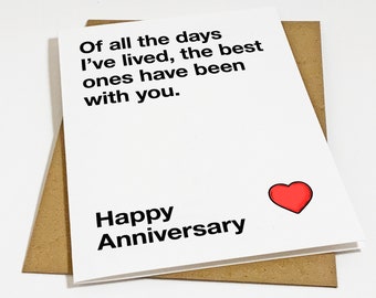 Of All The Days Anniversary Card - Basic And Sincere Love Card - Cute Anniversary For Husband, Anniversary Gift For Him