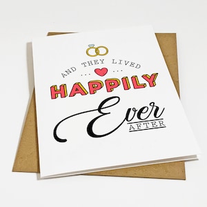 Adorable Wedding Congratulations Card, Happily Ever After Card, Congrats Card For Newly Married Couple, For Friend, Sister Wedding Card
