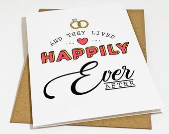 Adorable Wedding Congratulations Card, Happily Ever After Card, Congrats Card For Newly Married Couple, For Friend, Sister Wedding Card