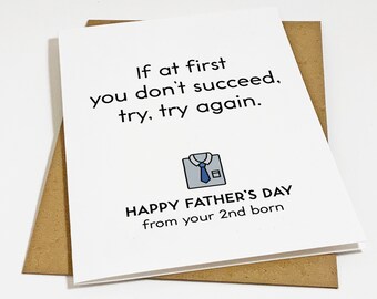 Second Born Fathers Day Card, Funny Father's Day Gift From Middle Child, Snarky Father's Day Card, Witty Dad Card