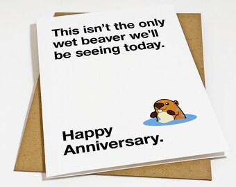 Naughty Anniversary Card For Girlfriend, Wet Beaver Anniversary Card For Wife, Witty Anniversary Gift For Her, Funny Anniversary Card