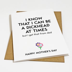 Mean Mother's Day Card, Snarky Card For Mom, Rude Mother's Day Card, Funny Mom Card, Happy Mother's Day