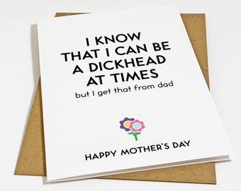 Mean Mother's Day Card, Snarky Card For Mom, Rude Mother's Day Card, Funny Mom Card, Happy Mother's Day