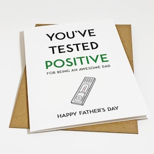 Impressionnante carte de fête des pères - carte drôle de fête des pères, résultat de test positif pour être un papa cool, carte douce pour papa, carte papa