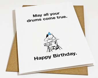 Birthday Card For Drummer, Sweet Birthday Card For Him, May All Your Drums Come True, Birthday Card For Boyfriend