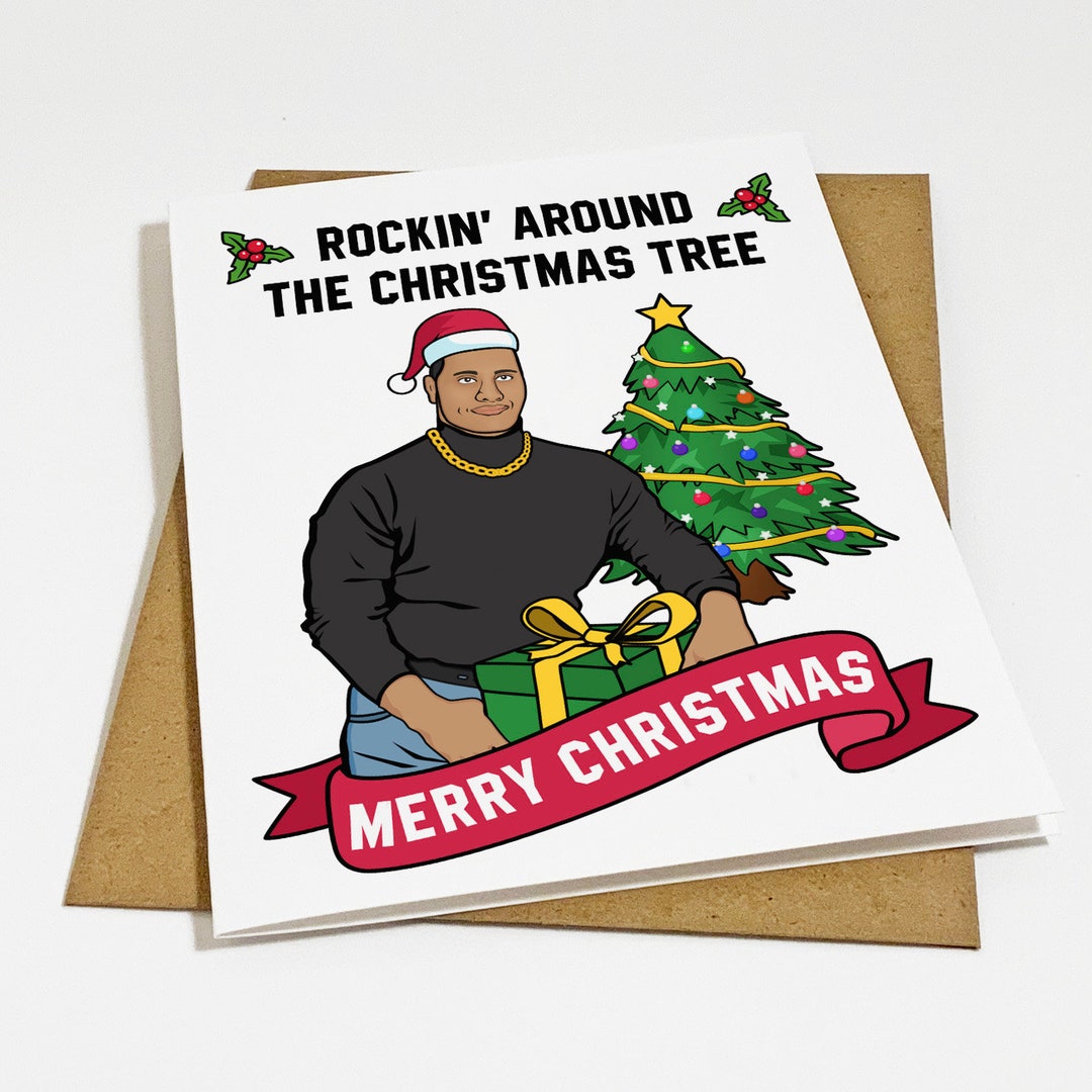 Funny Rock Meme Christmas Card Meme Holiday Card Rockin' Around the