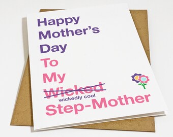 Wicked Step-Mother, Cute Mother's Day Card For Step Mom, Witty Greeting Card For Mom