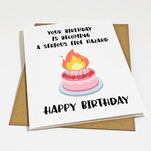 Carte d'anniversaire drôle, carte d'anniversaire pour le vieillissement, carte de voeux pour mari, carte d'anniversaire risque d'incendie