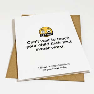 Funny Congrats Card For New Parents, First Swear Words,  Sarcastic Congratulations Greeting Card For New Mom & Dad, Expecting Greeting Card
