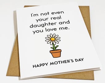 Sarcastic Dry Humor Mother's Day Greeting Card For Stepmom or Mother In Law , Cute Mother's Day Card For Her, Witty Greeting Card For Mom