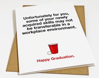 Funny Pong College Graduation Card For Son or Nephew, Sarcastic Congratulations Card For New College Grad, Matte White A2 Greeting Card