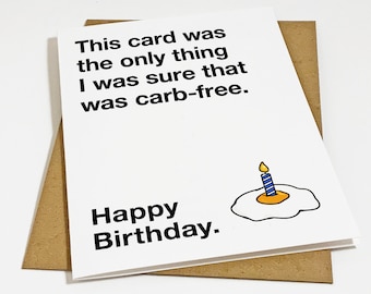 Keto Birthday Card - Funny Birthday Card For Gym Buddy or Keto Diet - Fried Egg on Candle