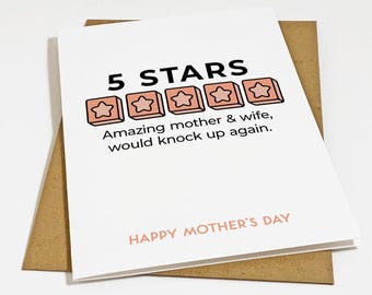 Five Star Mom Mother's Day Card - Funny Greeting Card For Wife