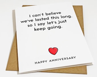 Cautiously Optimistic Anniversary Card - Snarky & Glib Anniversary Card For Girlfriend - Hilarious  Anniversary Greeting For Wife