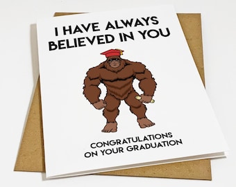 Funny Big Foot Graduation Greeting Card For Son - Hilarious Congratulations Card Yeti Fan - Witty Grad Card For Son