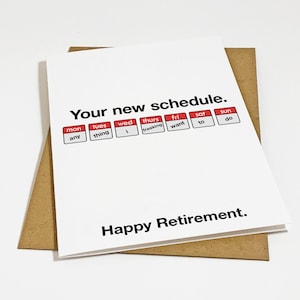 Carte de retraite amusante, Nouvel horaire de départ à la retraite, Carte de retraite heureuse, Carte de félicitations pour la retraite, Temps libre