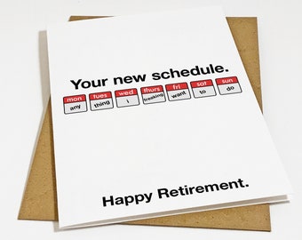 Funny Retirement Card, New Retirement Schedule, Happy Retirement Card, Congratulations Retirement Card, Free Time