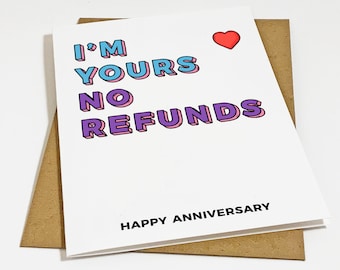 Lovely Anniversary Card For Boyfriend, I'm Yours No Refunds Anniversary Cards For Him, I Love You Card, Dating Anniversary Card