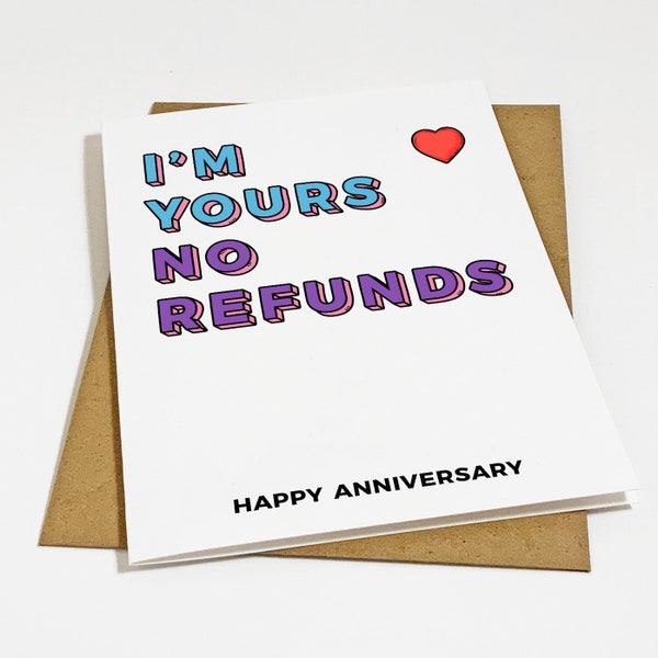 Lovely Anniversary Card For Boyfriend, I'm Yours No Refunds Anniversary Cards For Him, I Love You Card, Dating Anniversary Card