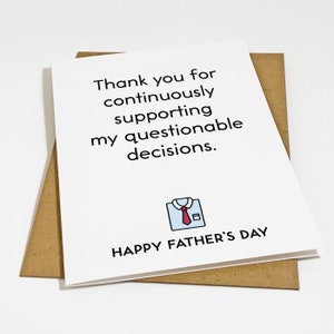 Generous Father's Day Card, Sweet Appreciate Card For Supportive Dad, Funny Father's Day Card, Funny Dad Card