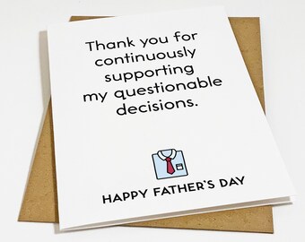 Generous Father's Day Card, Sweet Appreciate Card For Supportive Dad, Funny Father's Day Card, Funny Dad Card
