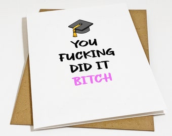 Expletive Graduation Card Card For Her - Congratulations Card For Bestie - BFF Best Friends Convocation Gift - College Graduation Card