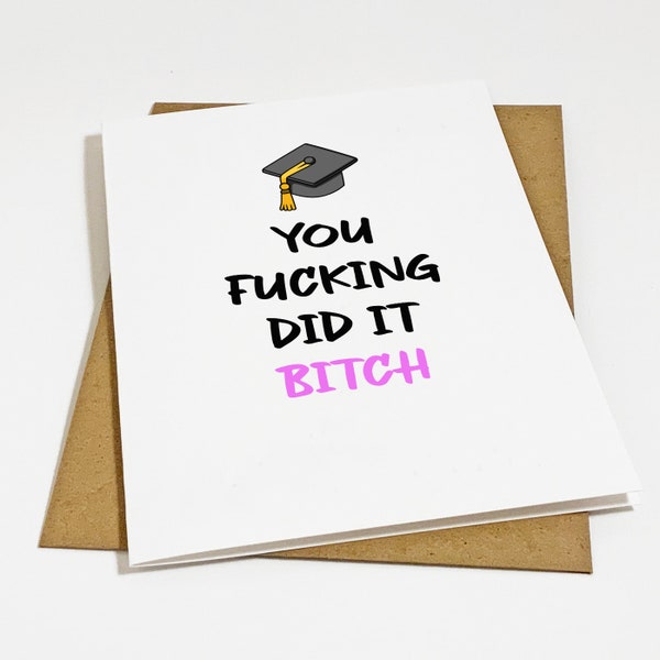 Expletive Graduation Card Card For Her - Congratulations Card For Bestie - BFF Best Friends Convocation Gift - College Graduation Card