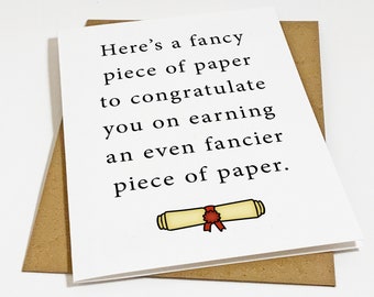 Fancy Paper Graduation Card For Him, Dry Humor Grad Card For New College Graduate - Congratulations For Best Friend, Niece, Daughter, Son