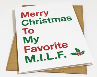 MILF Christmas Card, Funny Holiday Gift Card For Wife, Witty Festive Greeting Card Woman In Your Life, Christmas Present For Her