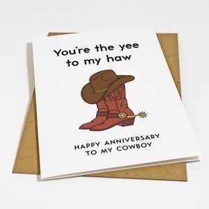 Carte de voeux d'anniversaire sur le thème des cow-boys pour lui, vous êtes la carte de voeux d'anniversaire de Yee to My Haw pour mari, carte d'anniversaire de petit ami