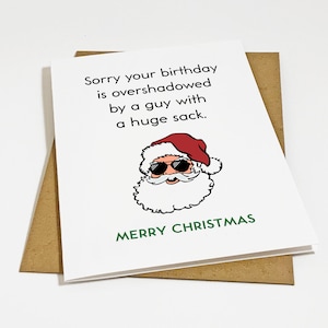 Carte de Noël mec avec un énorme sac - Carte de voeux hilarante pour l'anniversaire de décembre