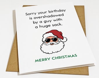 Guy With A Huge Sack Christmas Card - Hilarious Holiday Greeting Card For December Birthday