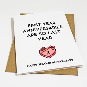 Carte de voeux drôle de deuxième année d'anniversaire - carte d'anniversaire de mariage pleine d'esprit pour mari - carte d'amour au fromage