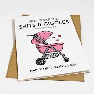 1ère carte drôle de fête des mères, carte de voeux hilarante pour une mère enceinte, carte de voeux sarcastique pour la fête des mères, nouvelle maman, Options de couleur disponibles