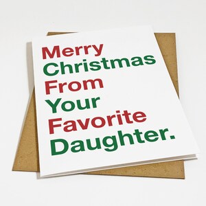 Joyeux Noël de la part de votre fille préférée - carte de Noël pour maman - carte de Noël pour papa - carte de voeux de Noël pour parents et beaux-parents