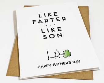 Farter's Day Card, Crude Father's Day Card For Dad, Funny Dad Card, Like Farter Like Son - Happy Fathers Day Card