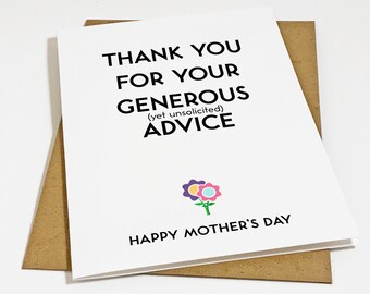 Appreciation Card For Mom, Nagging Mother's Day Card, Mean Mother's Day Card, Funny Mom Card, Happy Mother's Day