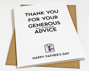 Appreciation Card For Dad, All Knowing Father, Snarky Father's Day Card, Mean Fathers Day Card, Funny Dad Card, Happy Fathers Day